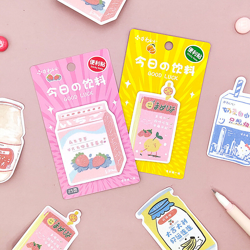 한국어 Rihe 음료 우유 주스 젖산 박테리아 N 번 스티커 메모 메모 패드, 귀여운 문구 사무용품 귀여운 학교