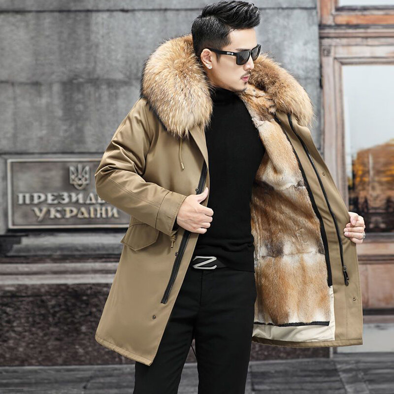 남자 두꺼운 파카 코트-30도 куртка женска 겨울 남성 재킷 코트 모피 칼라 따뜻한 자켓 куртка мужская зимняя