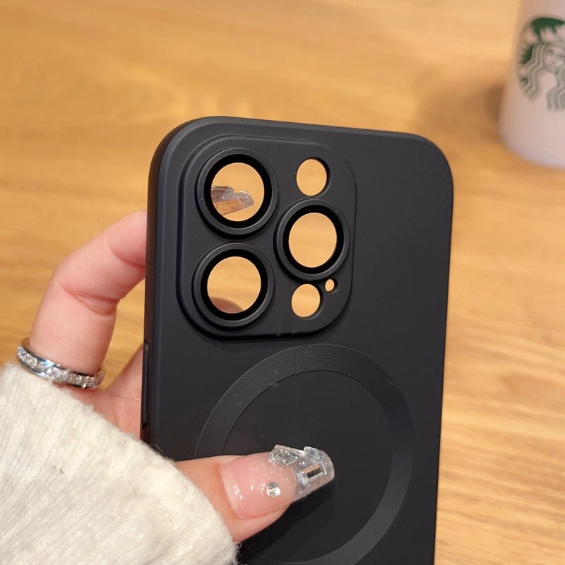 Shockproof Matte for Magsafe Magnetic Wireless Charging Case for IPhone 14 13 12 11 Pro Max Plus Glass Lens Soft Silicone Cover