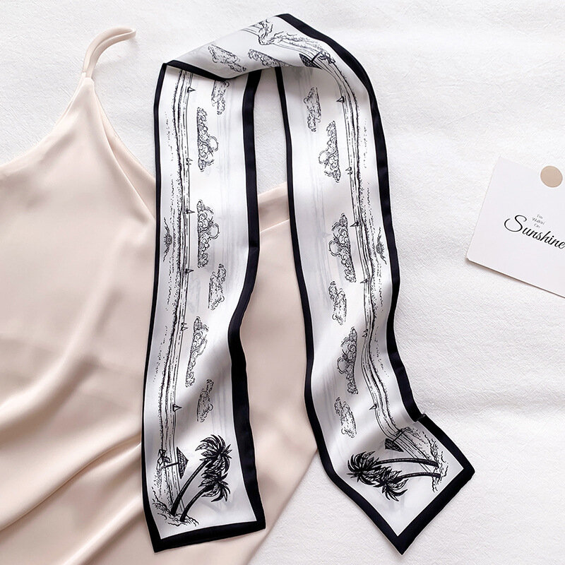 Seide Schal Hahnentritt Hijabs für Frau Twilly Designer Schal Frauen Luxus 2022 Satin Schal Panuelos De Mujer Para El Cuello