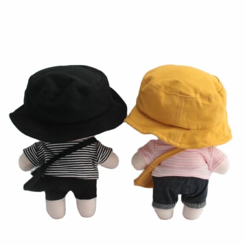 20cm estrela bonecas roupas skz brinquedos de pelúcia acessórios crianças vadias listrado camiseta + jeans + chapéu + saco sapatos fãs presente