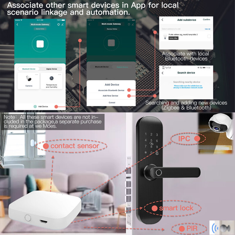 Moes Đa Chế Độ Thông Minh Cửa Ngõ ZigBee WiFi Bluetooth Lưới Trung Tâm Làm Việc Với Tuya Thông Minh Ứng Dụng Điều Khiển Bằng Giọng Nói Thông Qua Alexa google Home
