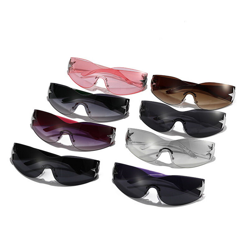 Vintage Punk Sports Brand Designer Y2k Sunglasses Women Wrap Sun Glasses For Female Men UV400 Goggles Shades One Piece Eyewear