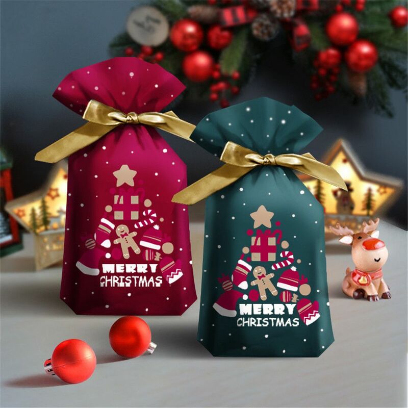 クリスマスプレゼント用バッグ,50個,スノーフレークデザインのキャンディーバッグ,仕事用ラテックスコード,クリスマス用キャンディーバッグ