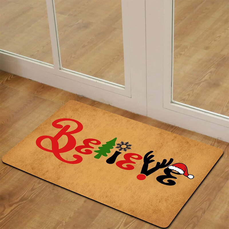 Рождественский коврик с надписью «Добро пожаловать», коврик для крыльца, домашний декоративный коврик с Сантой, коврик для входной двери