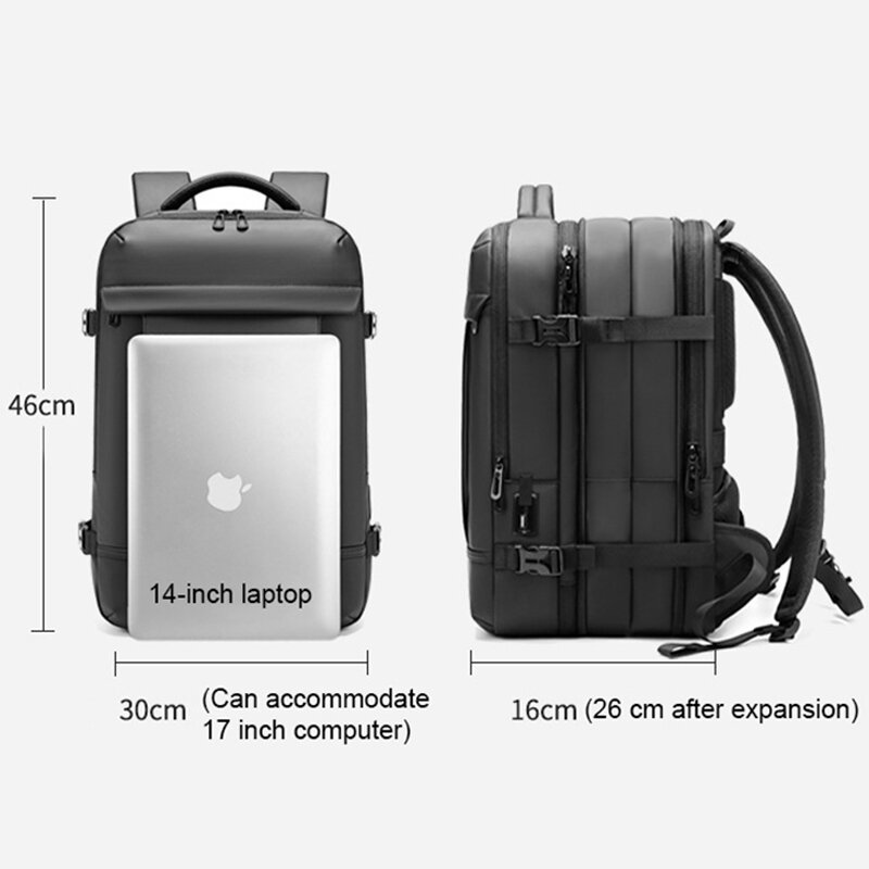 Men's Large Capacity Travel USB Backpack Expandable Business Computer Backpack School Bag Waterproof Pack For Male Female Women