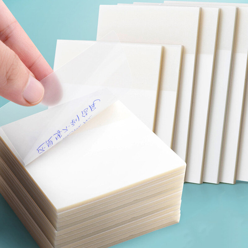 50 Sheets Transparant Sticky Note Pads Waterdichte Zelfklevende Memo Pad Dagelijkse Notities Bookmark Marker School Briefpapier Kantoor