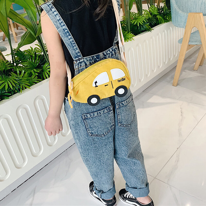 Children's Coin Purse Fashion Corduroy Zipper Cartoon Car Messenger Bag Boys  Cute Mini Wallet Kids Accessory Bag For Girls