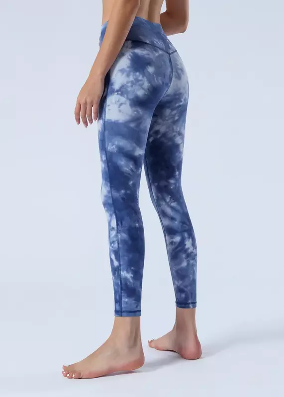 2023  New Nude Yoga Pants for Women with No Awkwardness Thread, High Waist, Hip Lift, Tie Dyed Yoga Fitness camoufl