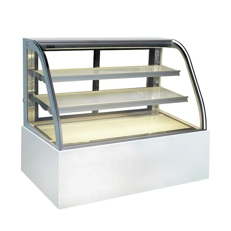 bakery refrigerated cabinet curved glass display stand up refrigerator cake fridge showcase cooler for dessert pastry