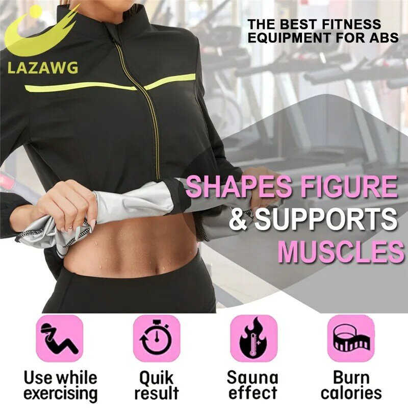LAZAWG – Sweat-shirt en néoprène pour femmes, vêtement modelant le corps, pour la Gym, amincissant, taille-taille d'entraînement, costume tendance