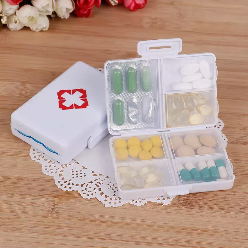 1pc plástico 7 dias dobrável mini pílula primeiros socorros kits caixa de armazenamento de drogas tablet viagem titular recipiente