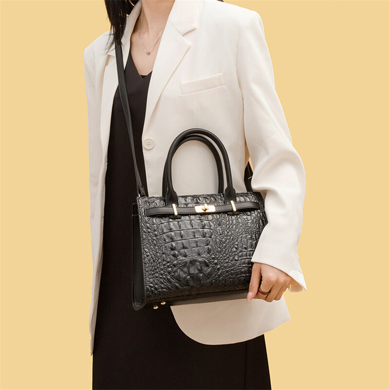 Bolso con asa superior de diseñador de lujo para mujer, bolsa de Lacoste, de marcas famosas de lujo, bandolera con patrón de cocodrilo, Tas