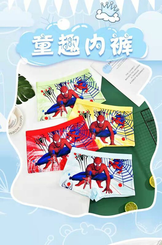 Calzoncillos de Spiderman para niños, ropa interior de algodón con dibujos animados de Los Vengadores, 4 piezas