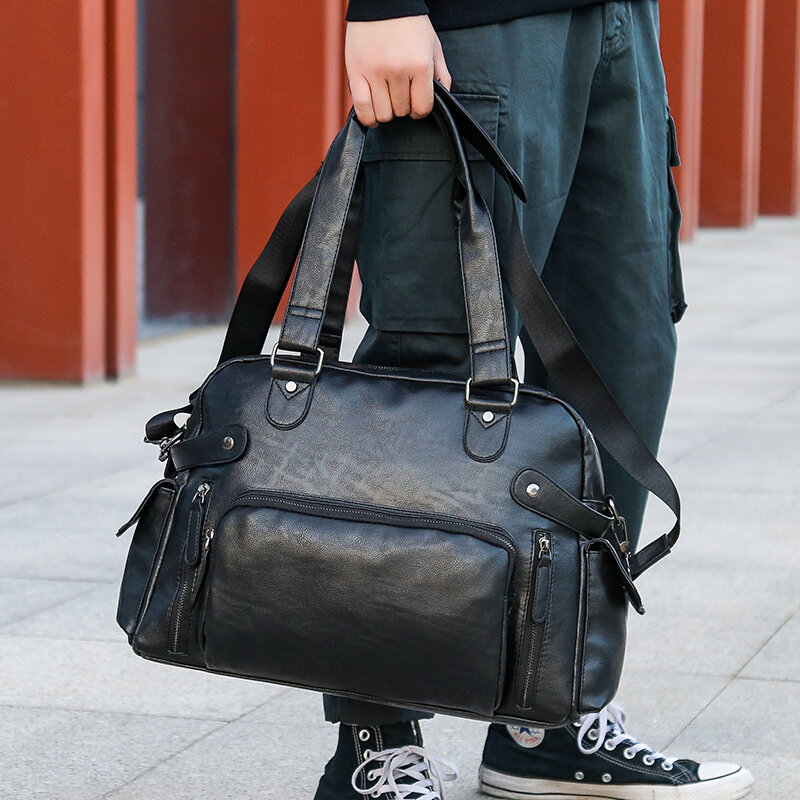 YILIAN-Mala de viagem masculina com um ombro, bolsa tiracolo, couro macio, mochila casual de negócios, grande capacidade