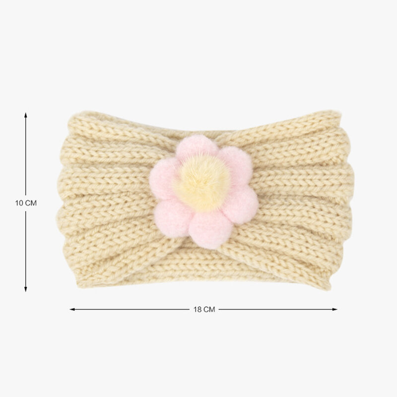 Bandeau pour bébé fille, Turban en tricot à fleurs, pour nouveau-né, accessoires pour cheveux, couvre-chef pour enfants, automne hiver