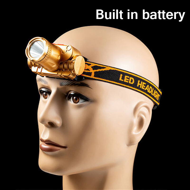 ズームとセンサー付きヘッドランプ,USB 18650内蔵バッテリー,ポータブル,キャンプ用ランタン