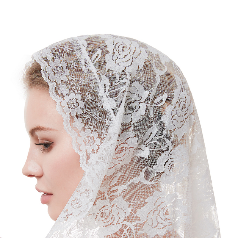 Bridal Wedding Lace Veil Embroidered Tulle Shawl Elegance Bride Headpiece (Black)