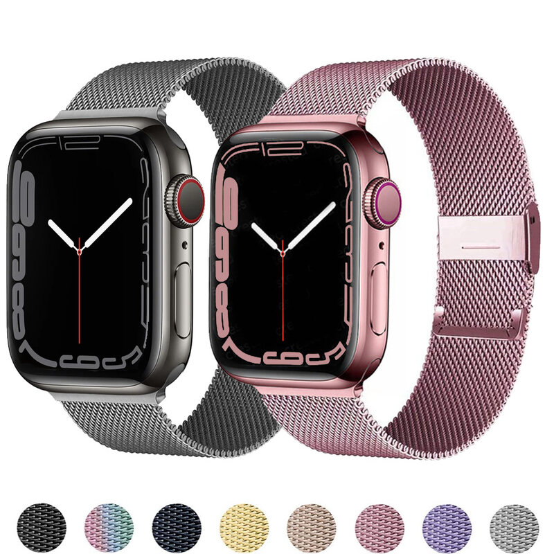 Milanese Loop Strap Voor Apple Horloge Band 44Mm 40Mm 45Mm 41Mm 42Mm 38Mm Roestvrij staal Correa Armband Iwatch Serie 3 4 5 6 Se 7