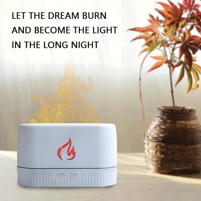 Ультразвуковой увлажнитель воздуха с имитацией пламени, USB-увлажнитель воздуха для дома и офиса, диффузор с лампой для ароматерапии