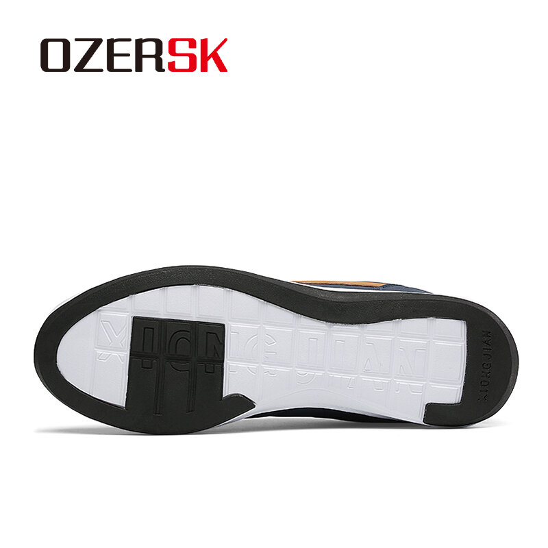 OZERSK-Zapatillas deportivas de cuero para hombre, Zapatos informales, transpirables, ligeros, para adultos