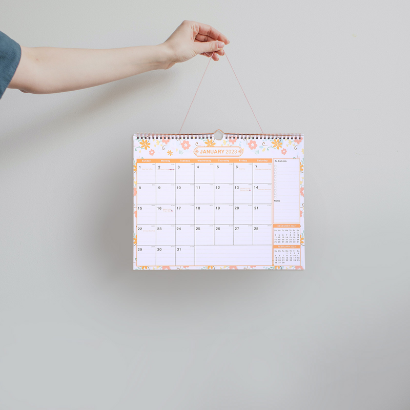 Kalendarz ścienny miesięczny 2023 wiszący planer 2022 plan biurowy rok papierowy akademicki planowanie pionowe notatka biurko Agenda roczna