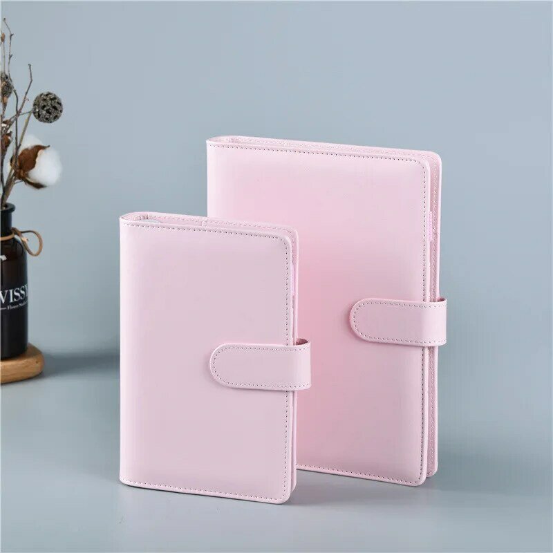 Macaron Color A5 Ring Binder PU Clip-On Notebook Kulit Notebook Cover Notebook Longgar JURNAL Alat Tulis Kawaii