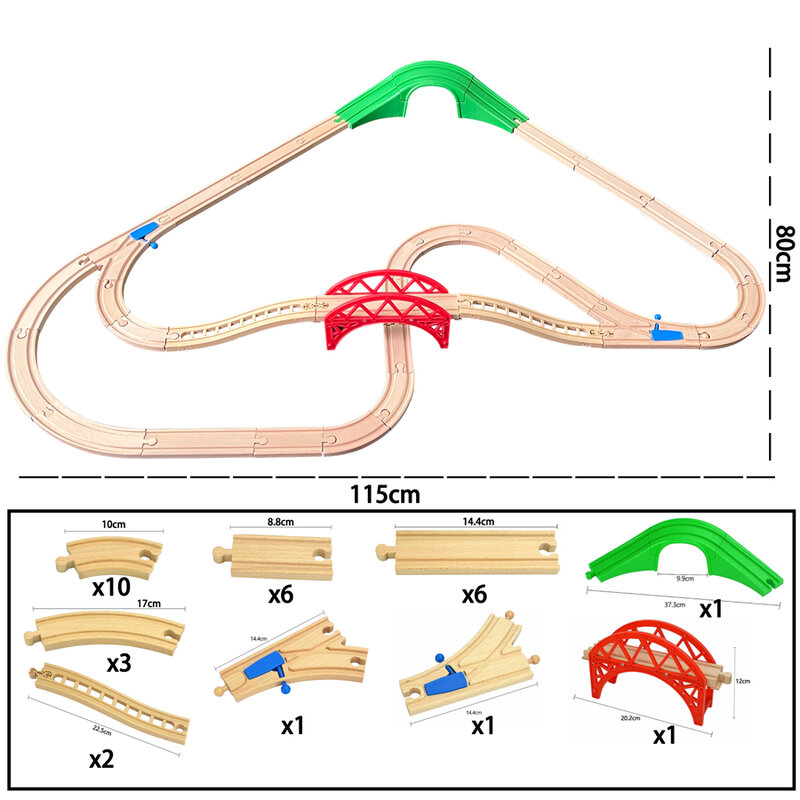 Wooden Train Track Diy Rail Track Accessories Railway Compatible with Normal Brand Beech Train Road Toys for Children Kids Gifts