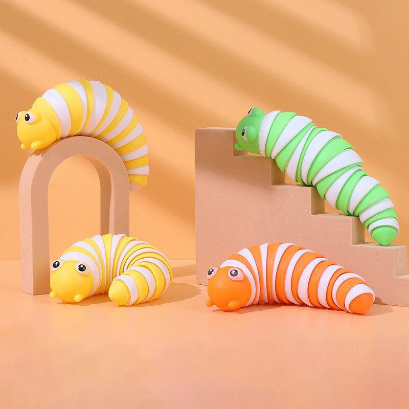 Funny Fidget Slugs Articulated Sensory Slug Toy Realistic Worm Caterpillar Fidget Toys for Kids Adults ADHD Autism Stress Relief