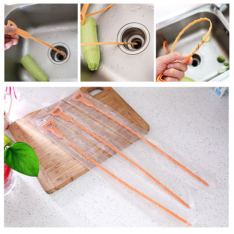 1Piece 51cm Sink Drain Cleaner Bathroom Kitchen Hair Cleaner Drain Pipe Shower Toilet Anti-theft Cleaning Hooks Sewer Dredging
