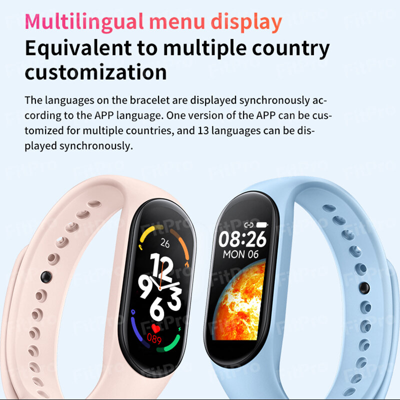 شاشة ملونة تعمل باللمس Band7 ساعة ذكية النساء اللياقة البدنية تعقب ل IOS شاومي Smartwatch الرجال معدل ضربات القلب عداد الخطى Reloj Inteligente