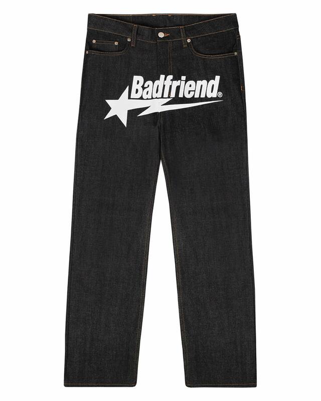 Y2k men’s jeans Badfriend Hip Hop Letter Print Black Pants Men Women New Fashion Casual Rock Wide Foot Baggy Trouser Streetwear