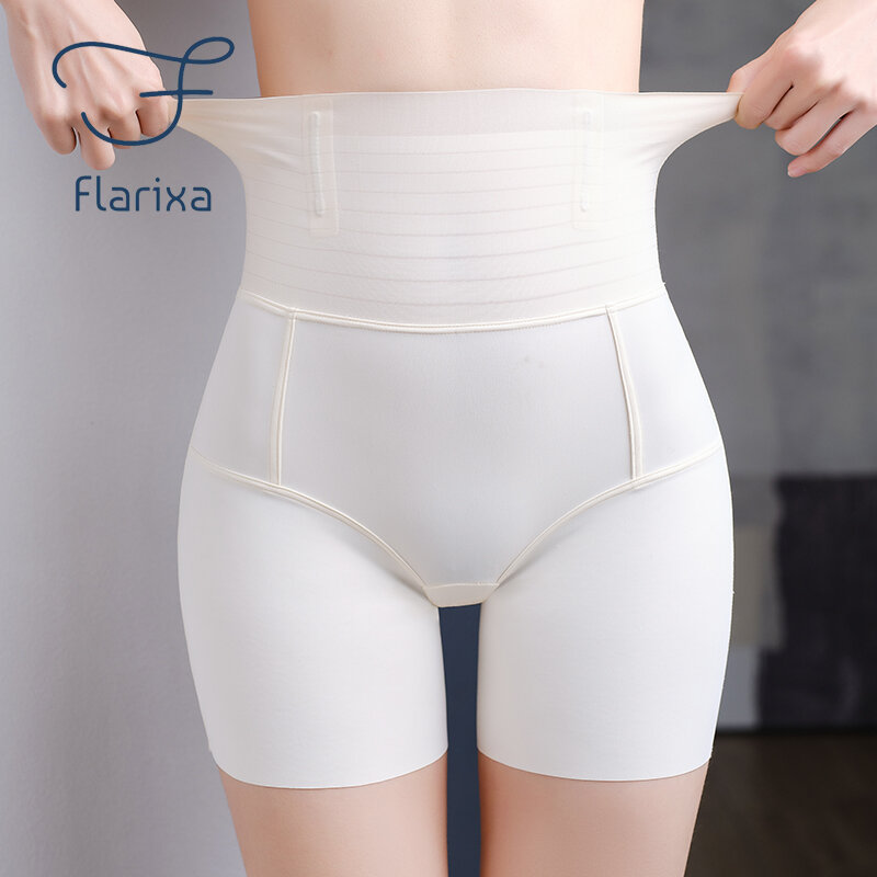 Flarixa 3 في 1 تحت تنورة سلامة السراويل البطن تحكم تشكيل سراويل النساء عالية الخصر الملاكم ملخصات الجليد الحرير التخسيس الملابس الداخلية