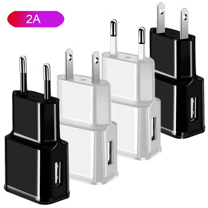 100 Stks/partij 5V 2A Eu Ons Ac Home Reizen Lader Portable Power Adapters Voor Samsung Galaxy S6 S7 rand S8 Note 2 4 Htc Lg