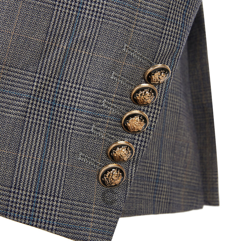 Cenne Des Graoom-Disfraz de cuadros para hombre, traje de doble botonadura, ajustado, seis botones, conjunto de 2 piezas de Turquía 2022, novedad de 188
