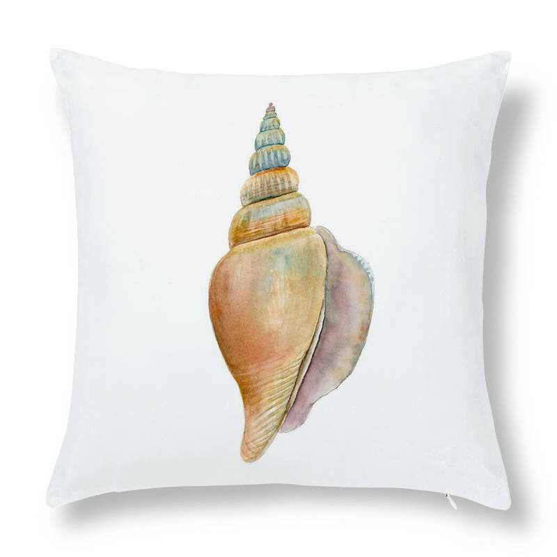 Shell Conch Pattern Cushion Cover Ocean Style Sofa Seat Decoration Throw Pillowcase Conch Shell Printed Square Pillow Cover
