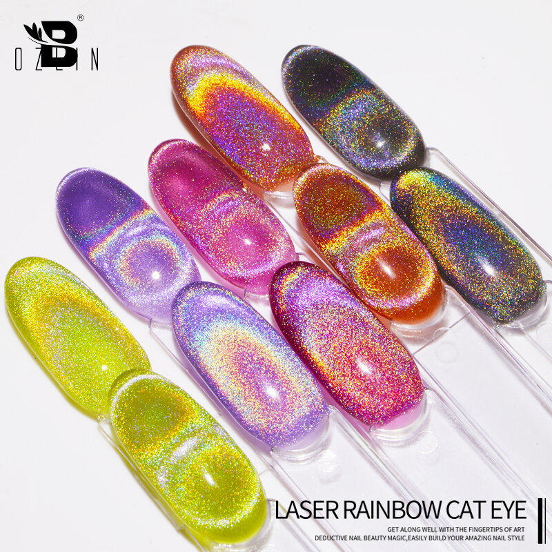 BOZLIN Omnipotent Magnetic Gel Polish Laser Rainbow Cat Magnet Soak Off Sparkling Glitter Shining Semi Permanent Holo Varnish