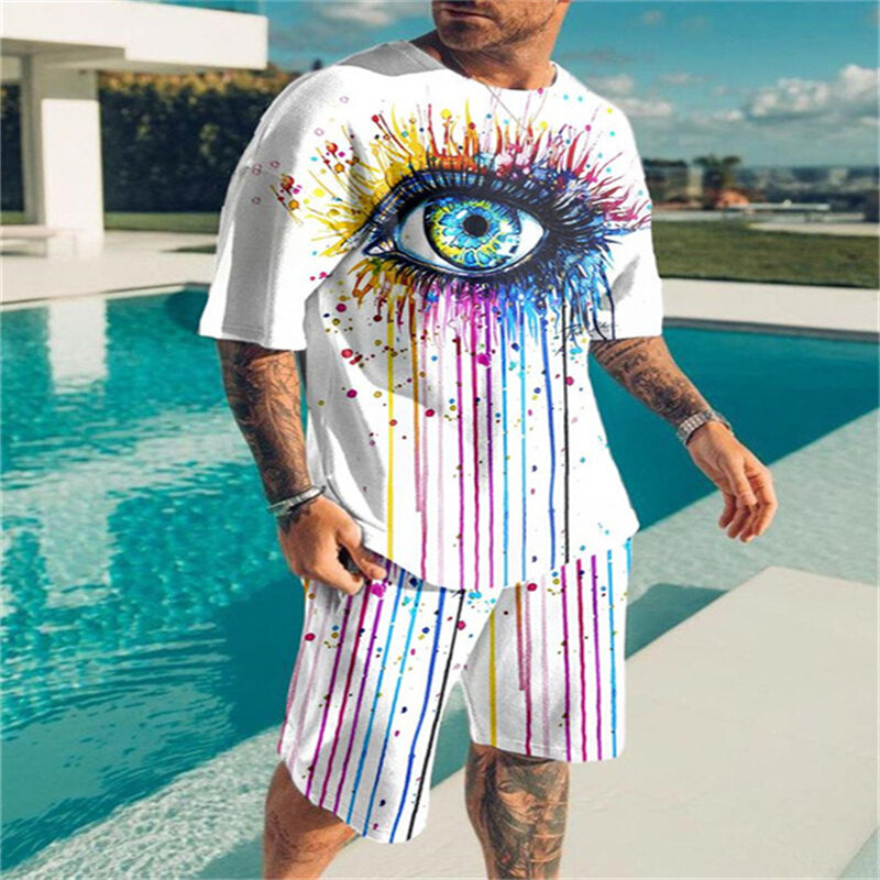 Summer Men's Fashion T-Shirt Shorts Sportswear 3d Print Suit 2 Piece Casual Streetwear Men's Jogging Suit Clothes