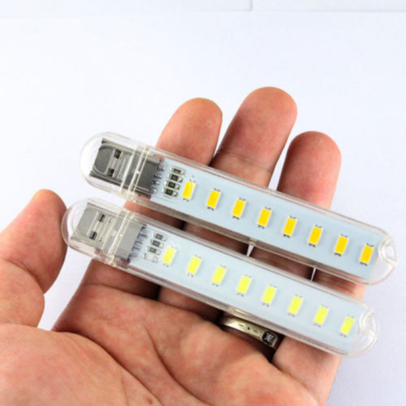 Mini USB Đèn LED Ban Đêm Đèn 8 Đèn LED Cho Máy Tính Laptop Di Động Công Suất Ngân Hàng Lightning Bóng Đèn DC 5V Nhà Văn Phòng bàn Để Bàn Sách Đèn