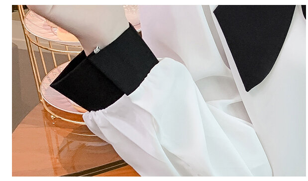 Neue frühjahr mode temperament retro nische elegante kontrast kragen bluse 598e,415-10