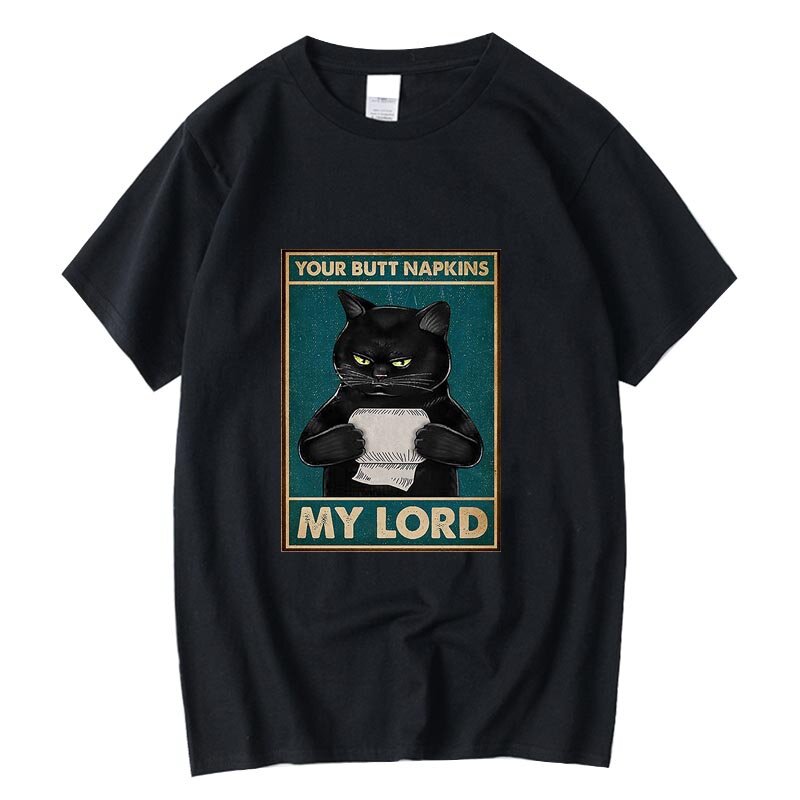 T-shirt Pria XIN YI Atasan Pria T-shirt Pria Longgar Leher-o Kasual Keren Musim Panas Gambar Kucing Lucu 100% Katun Kualitas Tinggi