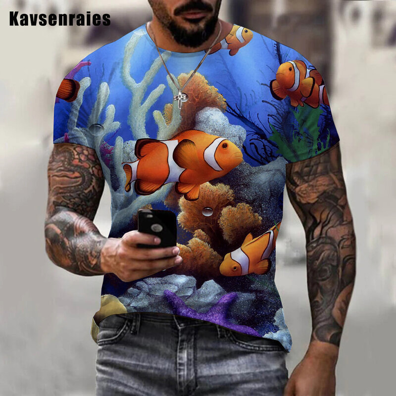 Hohe Qualität Die Unterwasser Welt Fisch Design 3D Druck T-shirt Männer Frauen Mode Lässig Kurzarm Streetwear Übergroßen Tops