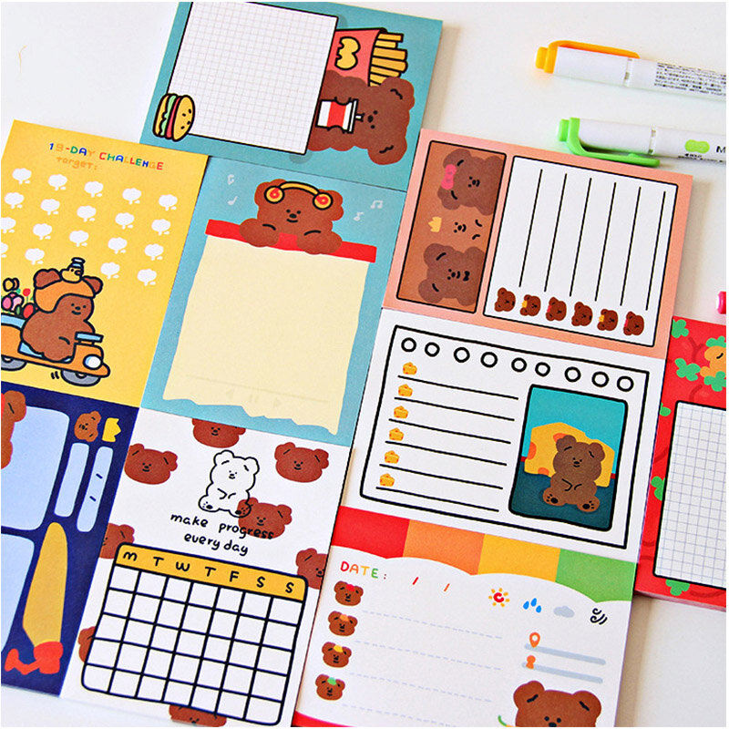 Bloc de notas adhesivas, 50 hojas, Cuadernos para hacer lista, planificador de notas adhesivas divertidas de colores, suministros de oficina escolar, papelería