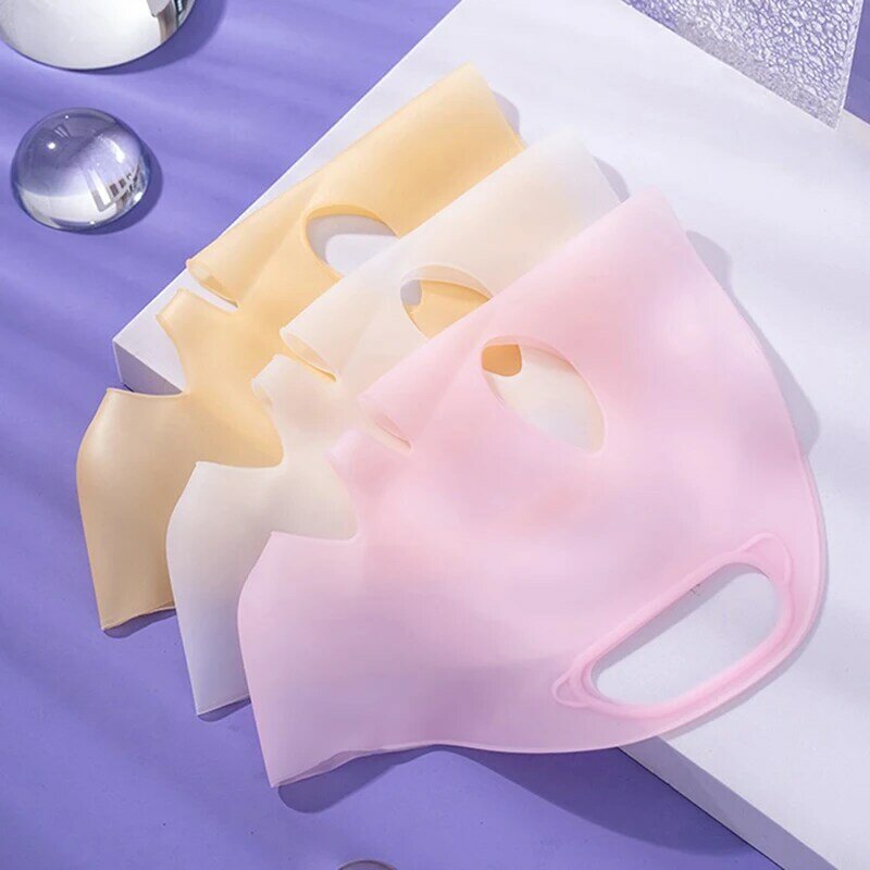 Full Cover Mask For Face 3D Design Lift Promote Mask Absorption Silicone Facial Skin Care Anti Wrinkle Firming Cover Tools