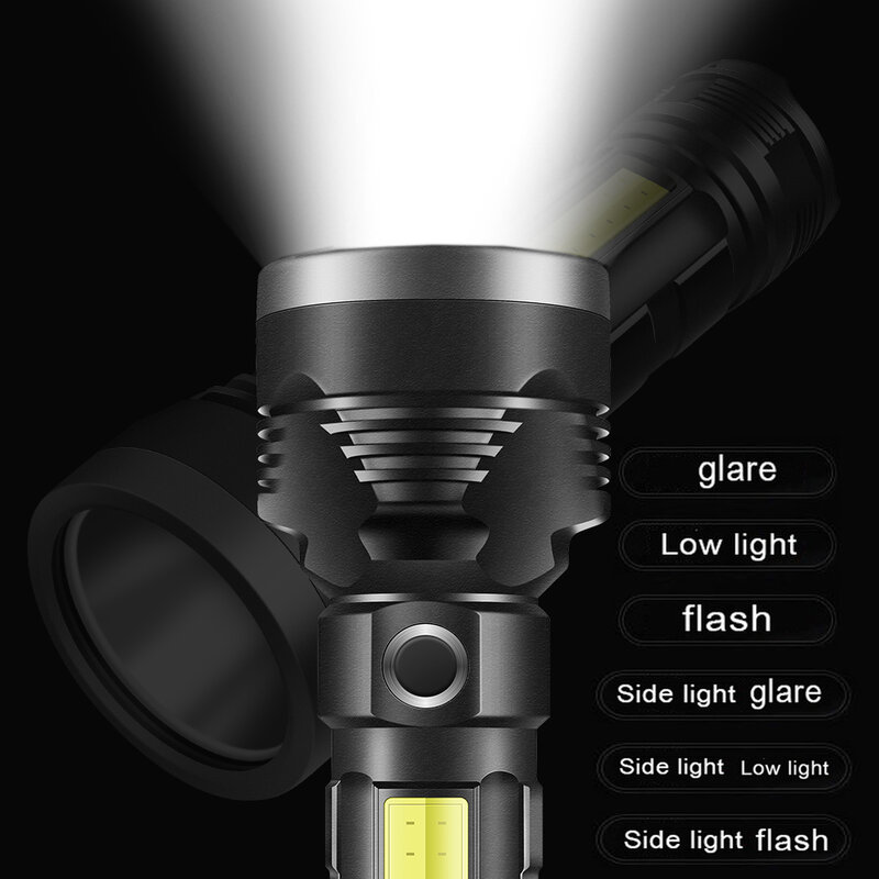 Nova p50 lanterna cob usb recarregável flash luz led multifuncional portátil lanterna tocha luz com banco de potência