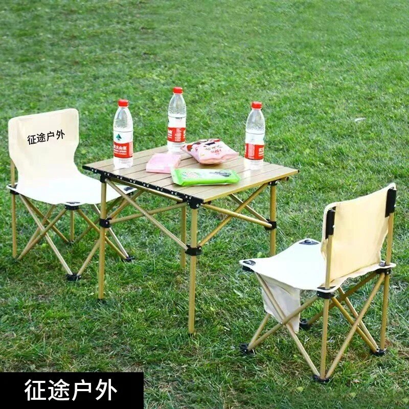야외 테이블과 의자 세트 접이식 피크닉 테이블 휴대용 도로 여행 캠핑 테이블 알루미늄 합금 탑 자동차 계란 롤 테이블