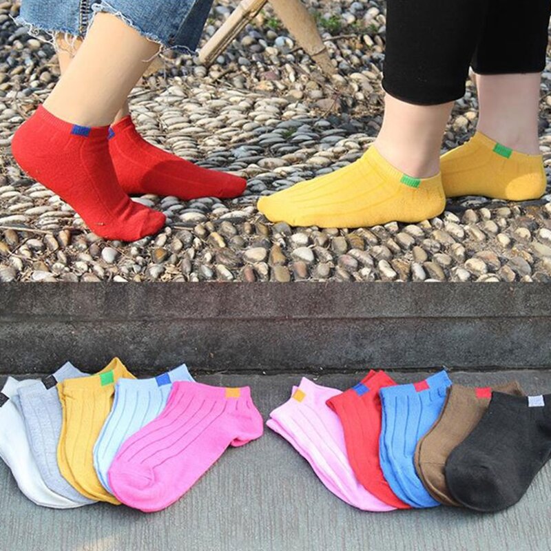 1 Pair Unisex Women Stripe Cotton Socks Short Ankle Low Cut No-show Casual Soft