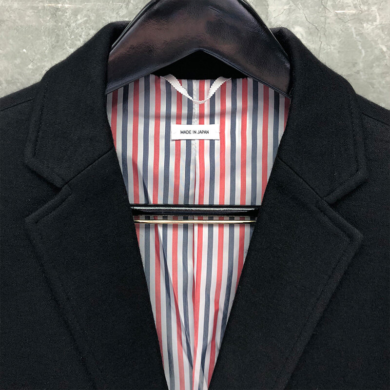 TB THOM Men‘s Suit Jacket Golden Buttons Design Fashion Brand Blazer Classic White 4-bar High Quality Coat TB Formal Blazers