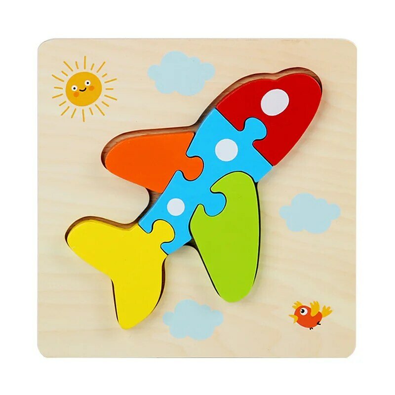 Wooden Cartoon Animal Puzzle for Kids Boys and Girls Enlightenment Early Education Cognitive Scratch Board Toys