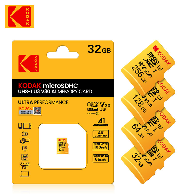 KoDak-tarjeta Micro SD de 64GB, alta velocidad, 64GB, U3, V30, UHS-I, 64gb, Clase 10, Flash, 64GB